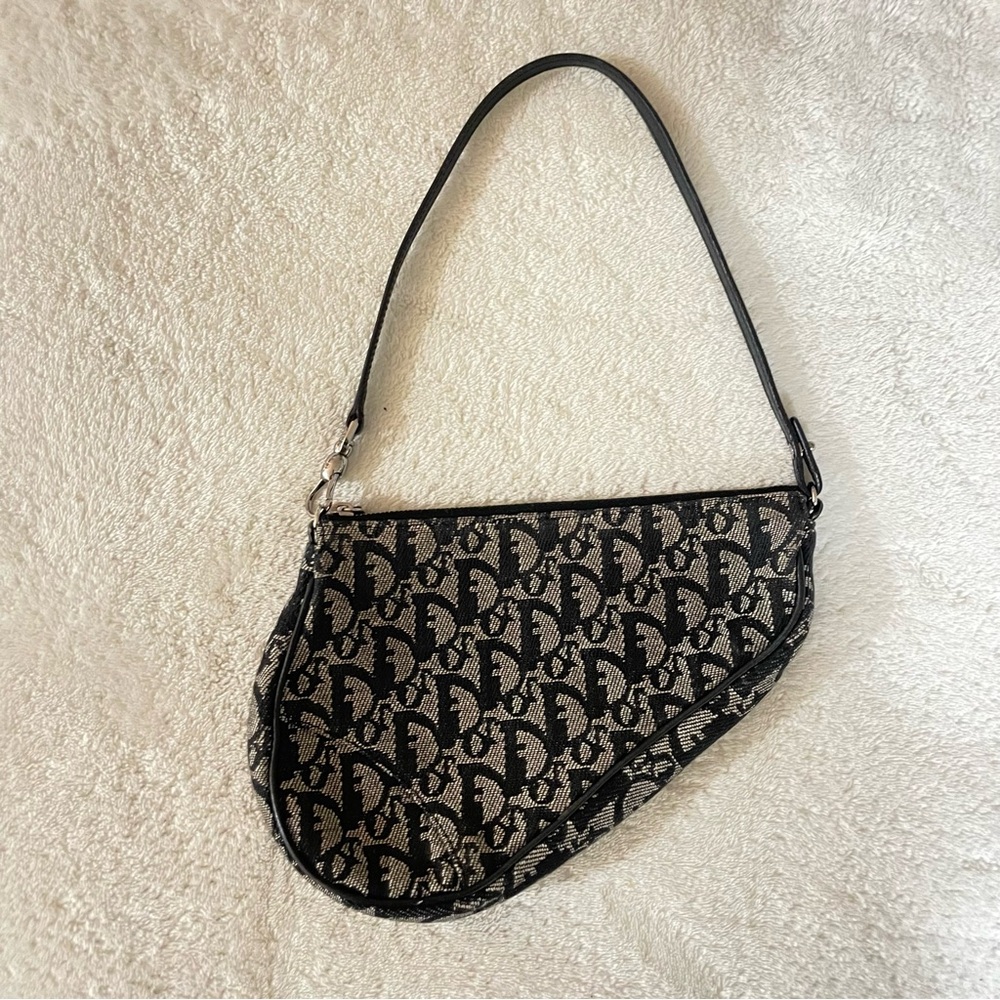 DIOR Vintage Saddle Bag Pochette in Monogram Print